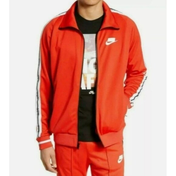 SIZE LARGE MEN'S NIKE NSW JACKET FULL ZIP SWEATSHIRT / HABANERO / BLACK - Picture 4 of 6